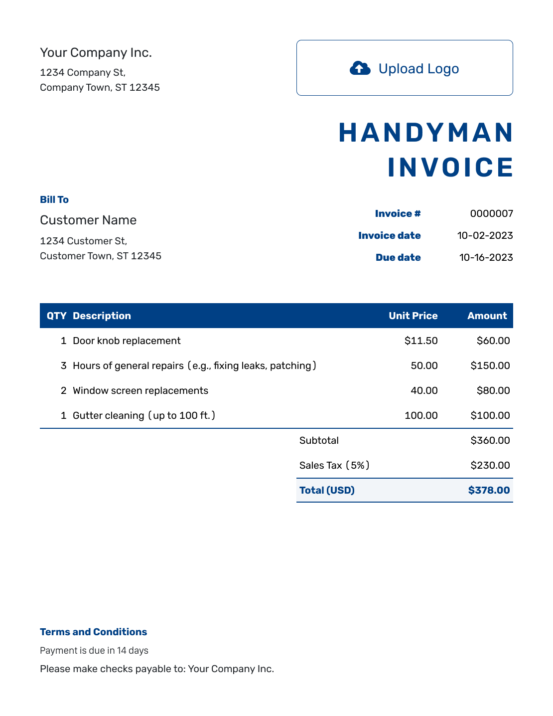 Free Printable Handyman Invoices Free Printables Hub