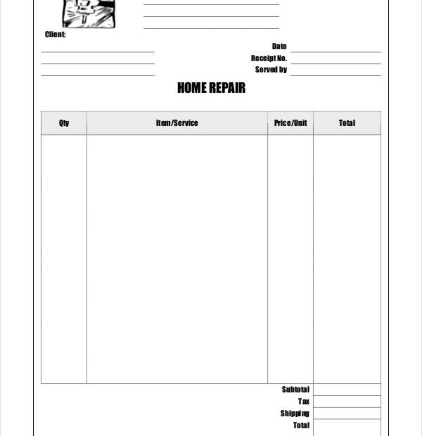Free Printable Home Repair Invoice Template Farrah Printable