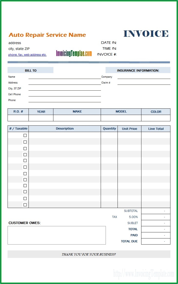 Free Printable Home Repair Invoice Template Template 1 Resume 