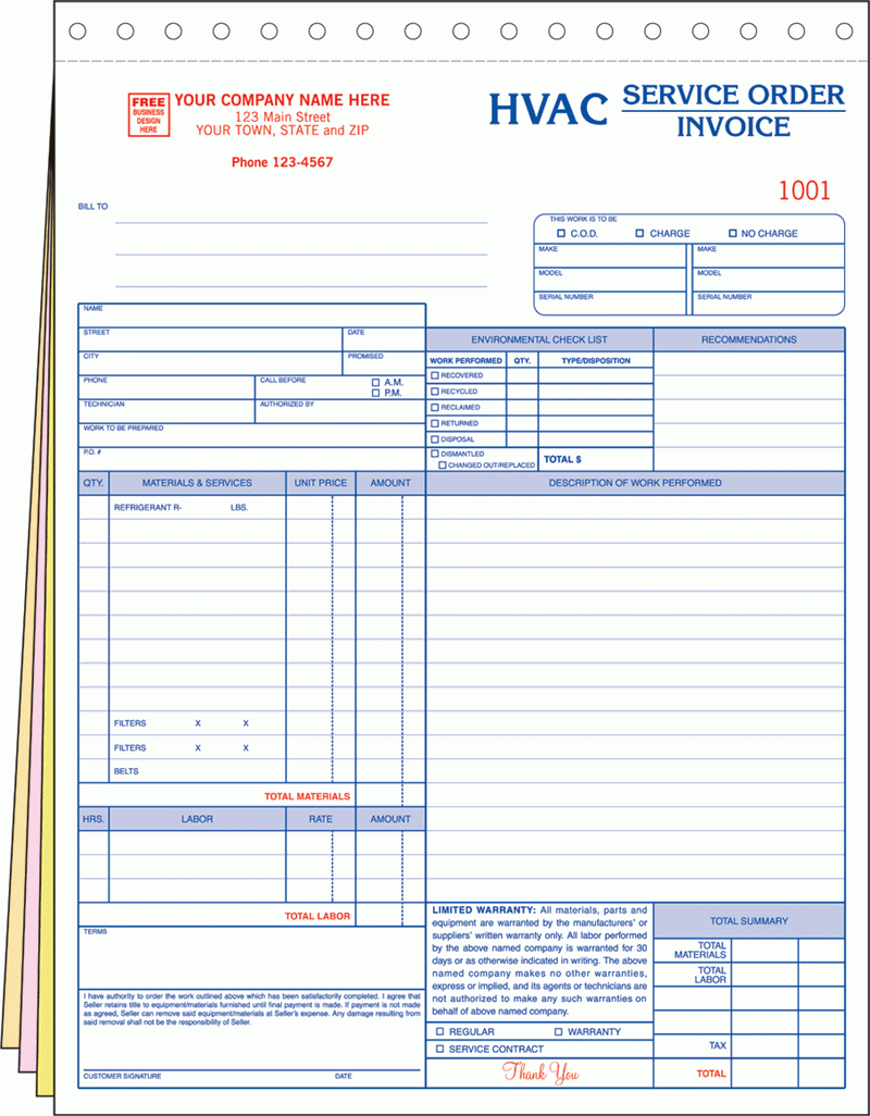 Free Printable Hvac Invoice Template Godmyte