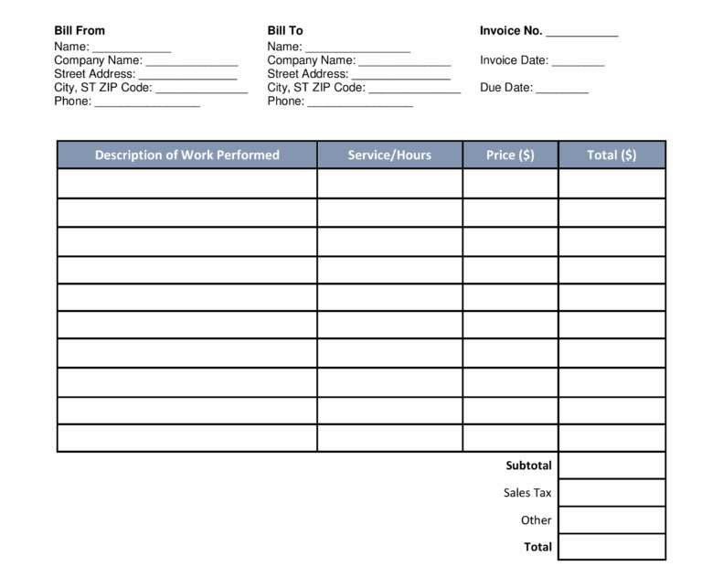 Free Printable Hvac Invoice Template Printable Calendar