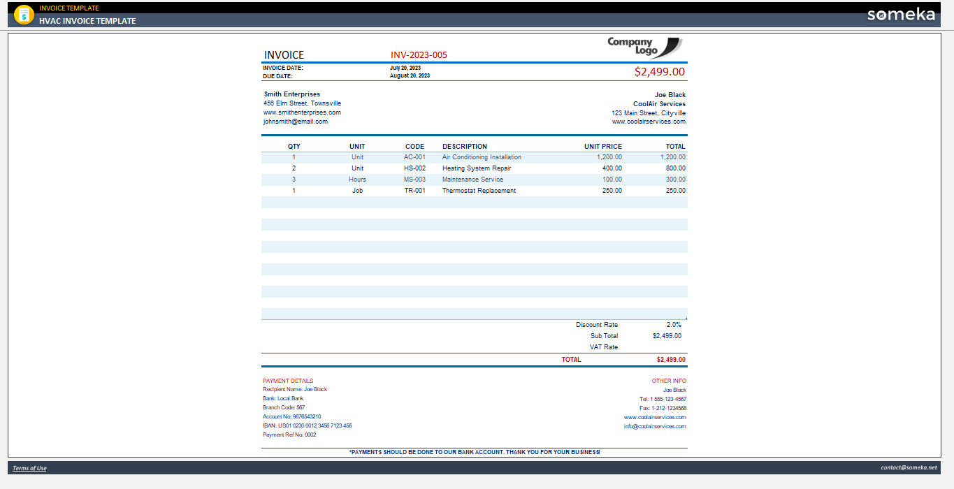 Free Printable Hvac Invoices FREE Printables