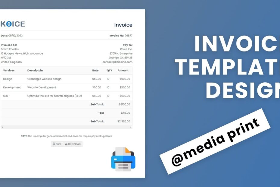 Free Printable Invoice Html Template Download Free Printable Invoice