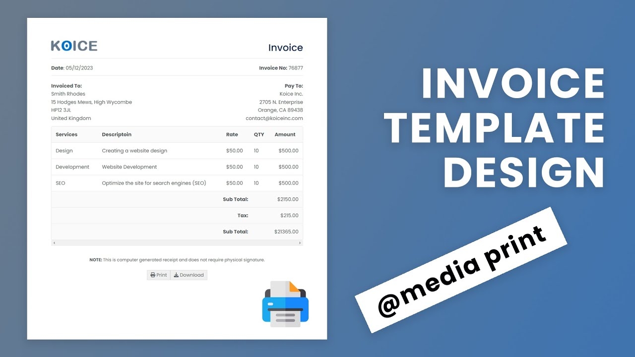 Free Printable Invoice Html Template Download Free Printable Invoice 