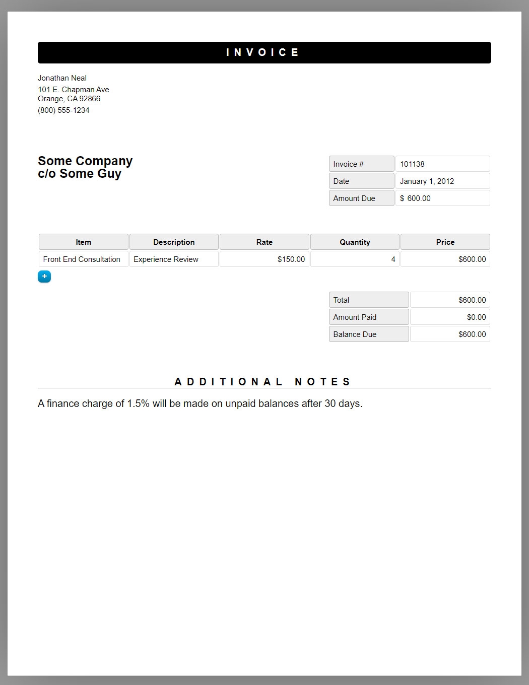 Free Printable Invoice Html Template Download Free Printable Invoice 