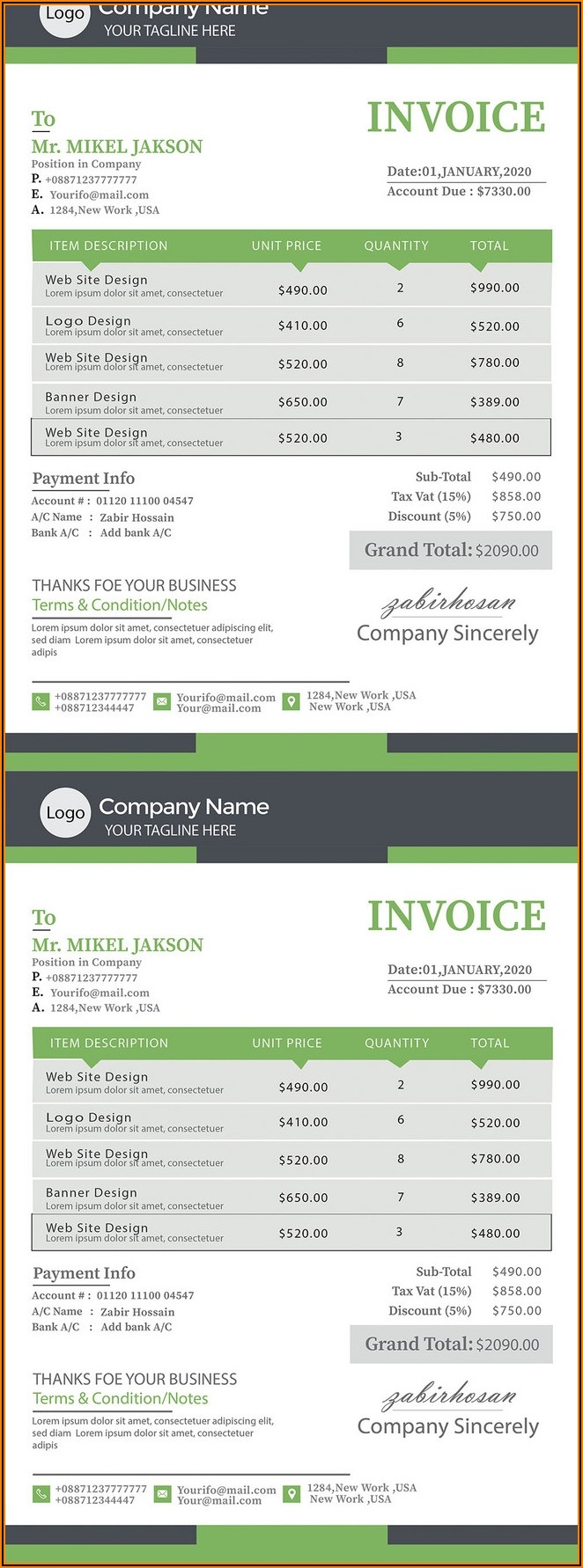 Free Printable Invoice Receipt Template Template 2 Resume Examples 