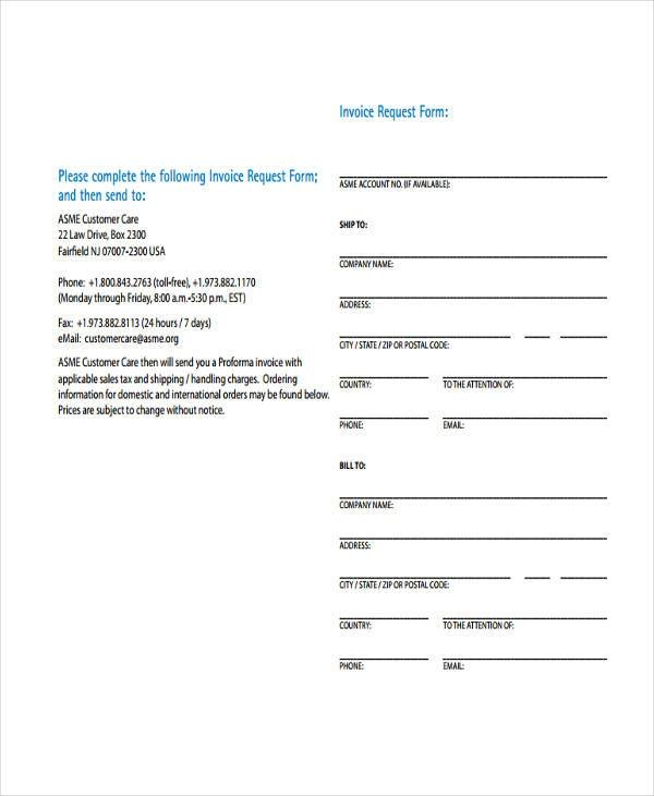 Free Printable Invoice Request Form Printable Forms Free Online