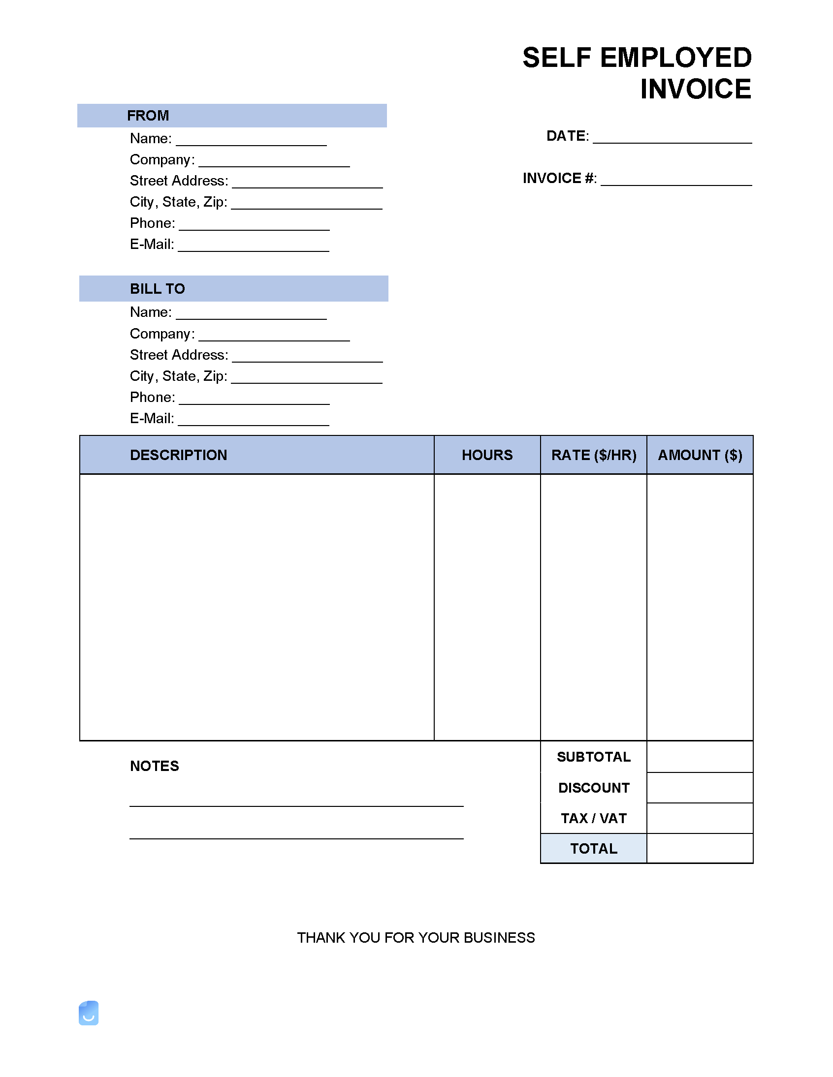 Free Printable Invoice Template Self Employed Printable Forms Free Online
