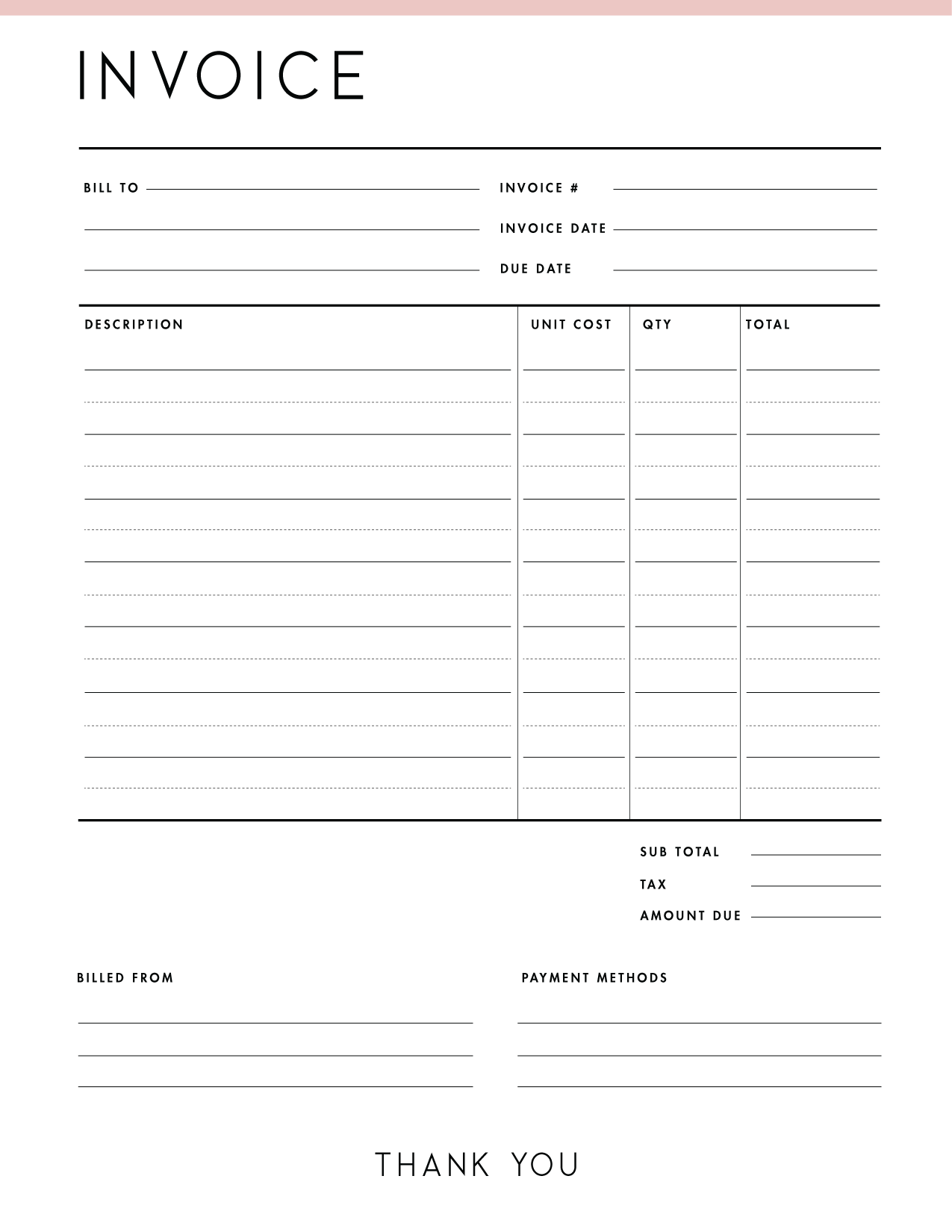 Free Printable Invoice Templates Excel Word PDF Blank 53 OFF