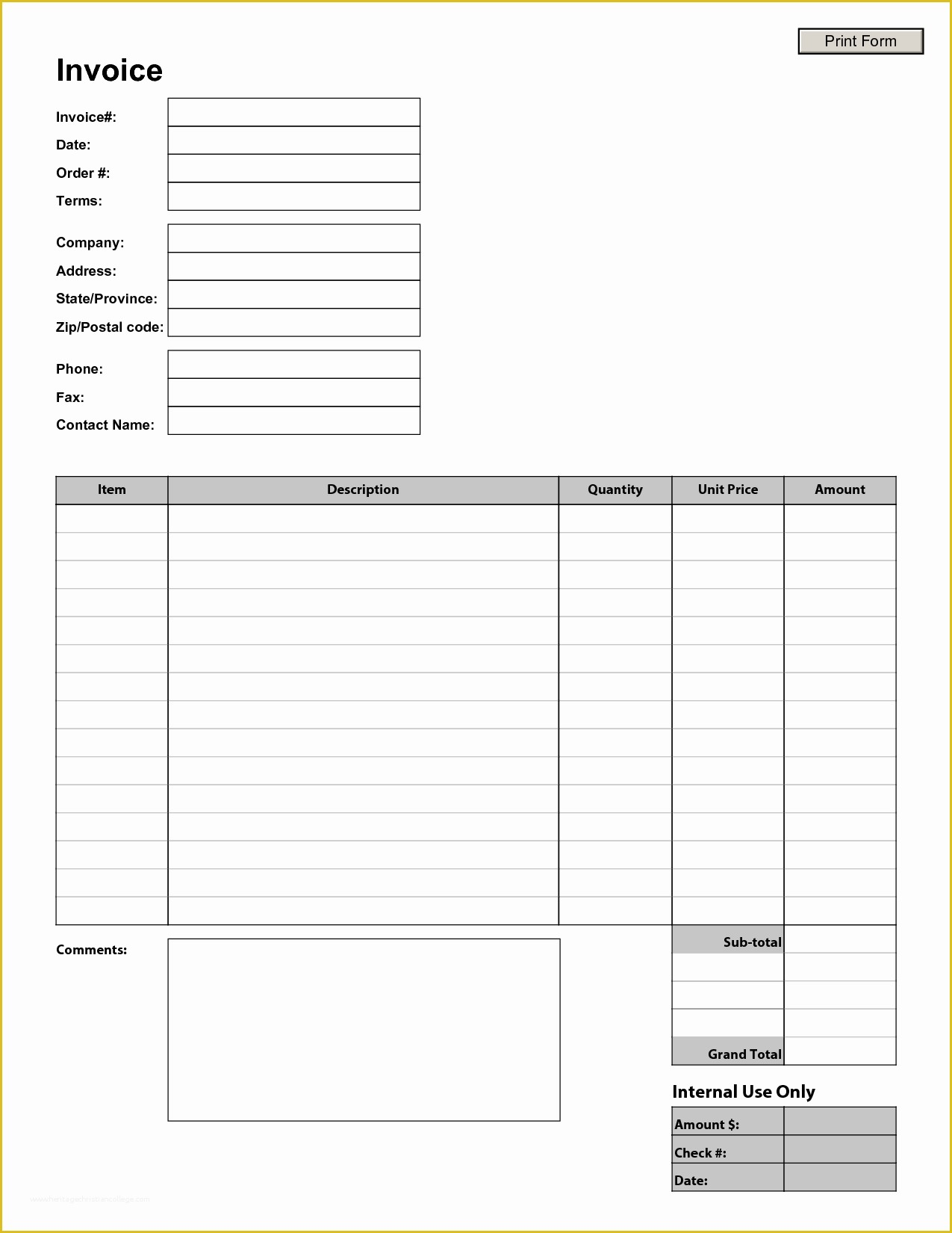 Free Printable Invoice Templates Of Blank Invoice Template Blank 