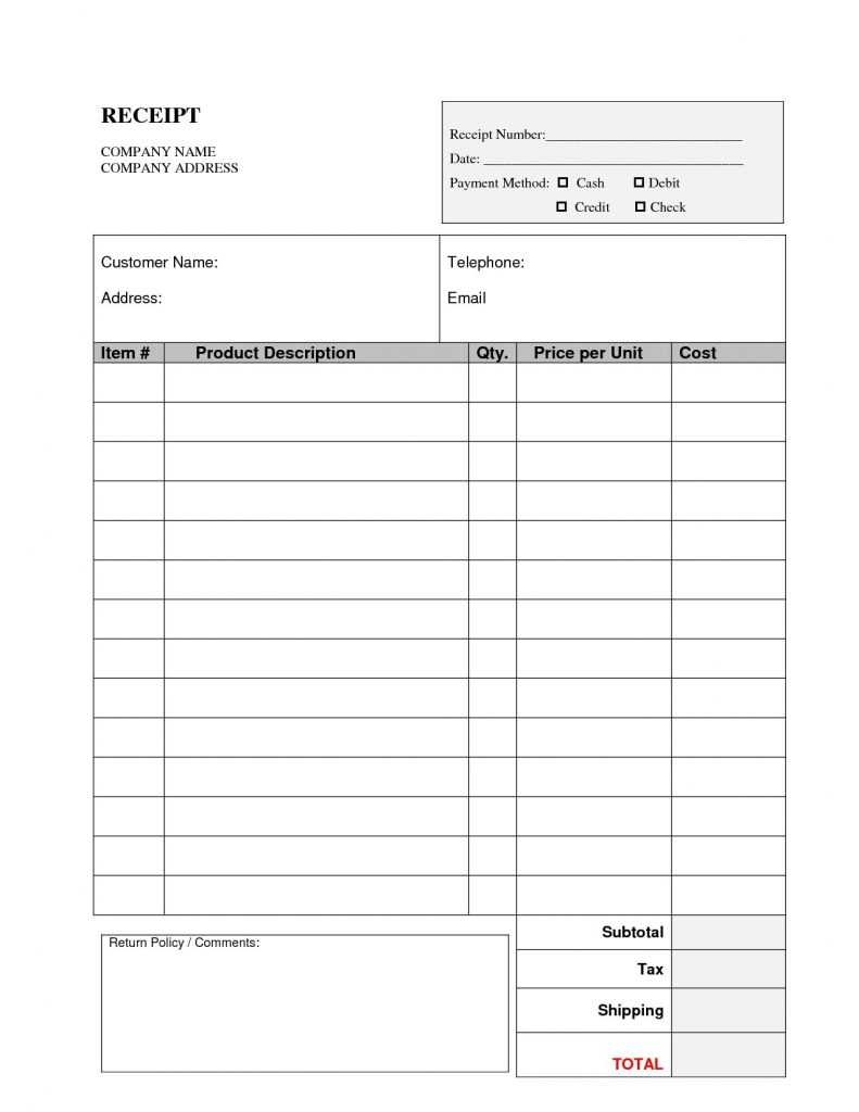 Free Printable Invoices For Contractors Receipts Templates With Blank 