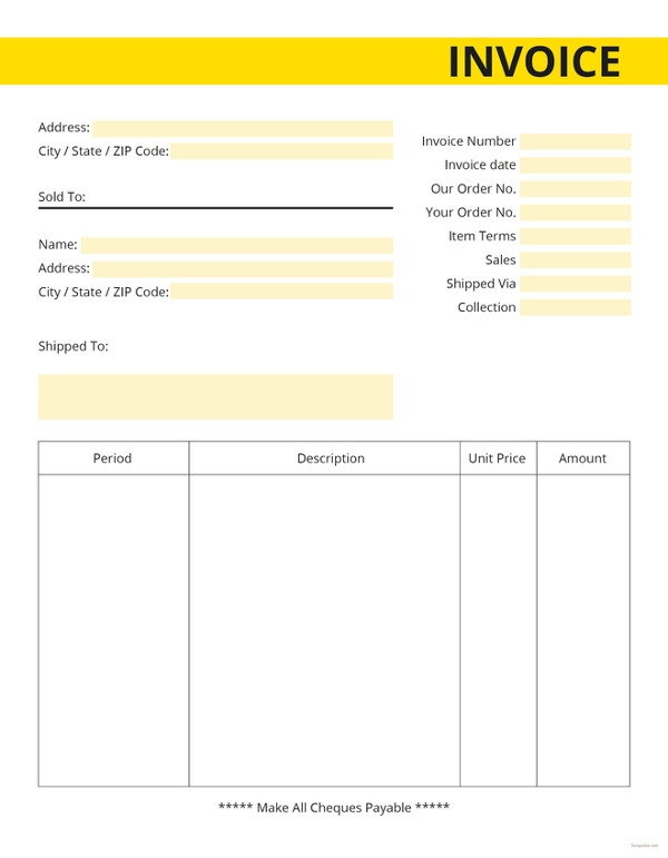Free Printable Invoices Pdf Template Business PSD Excel Word PDF