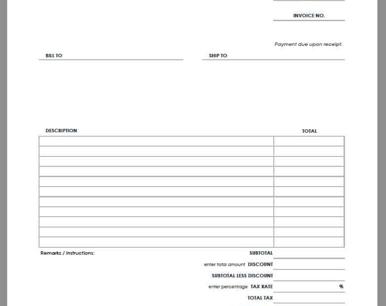 Free Printable Invoices Template Blank Printable Templates Free