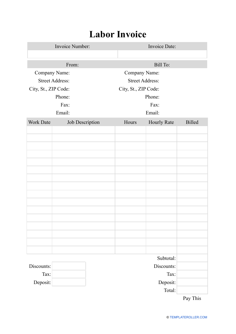 Free Printable Job Invoices