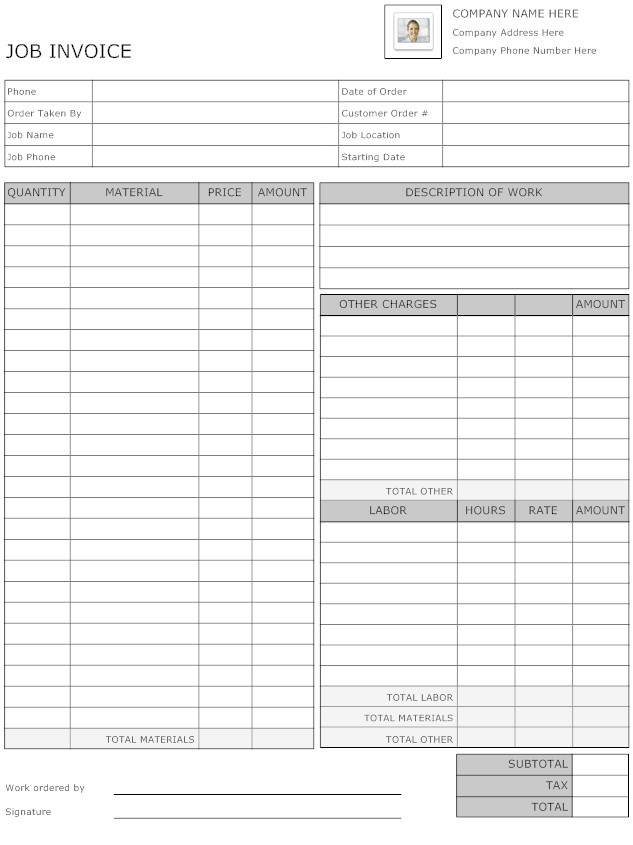Free Printable Job Invoices Shop Fresh
