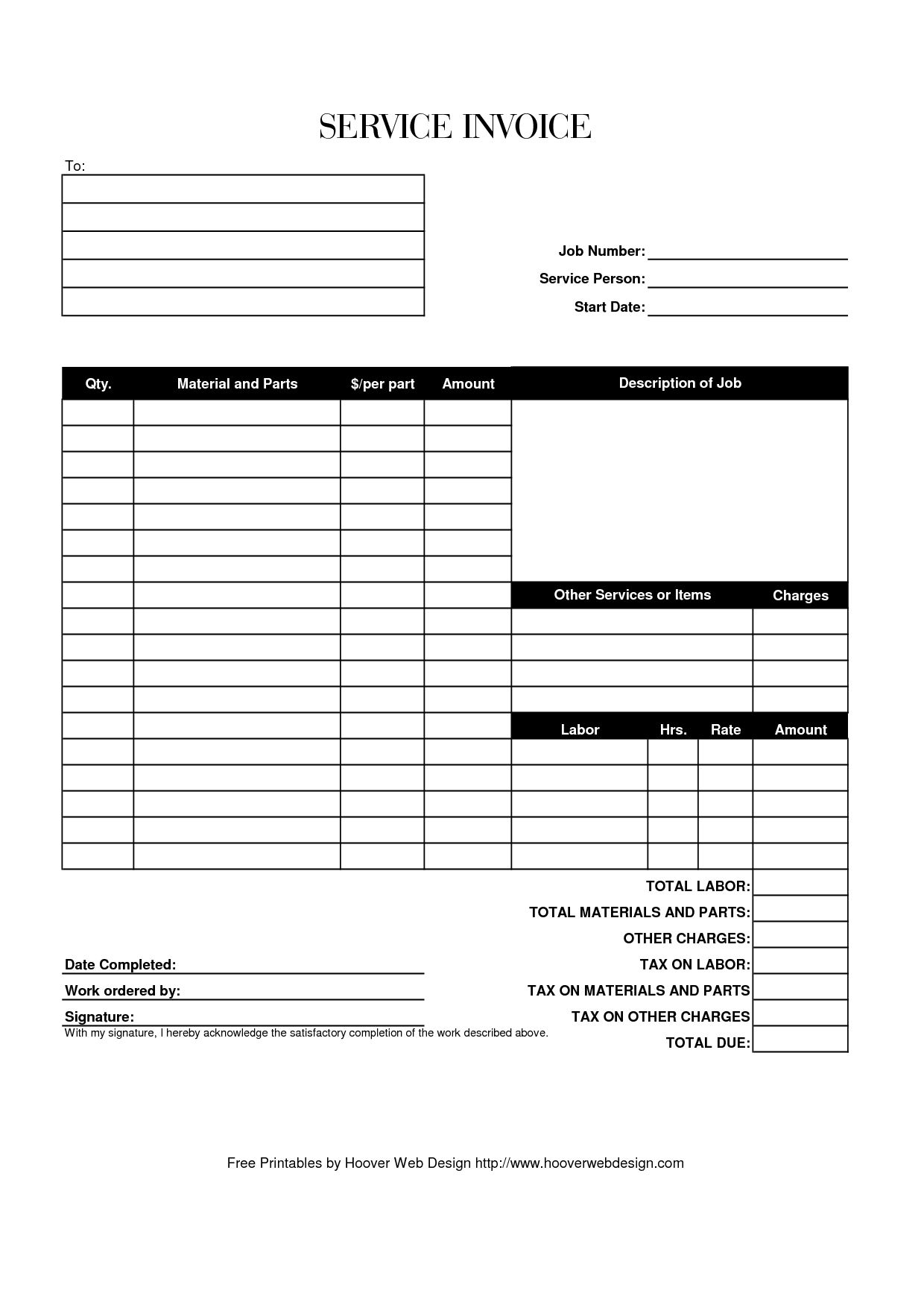 Free Printable Job Invoices Shop Fresh