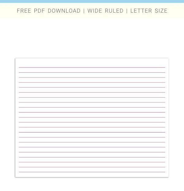 Free Printable Landscape Burgundy Lined Paper Wide Ruled Paper
