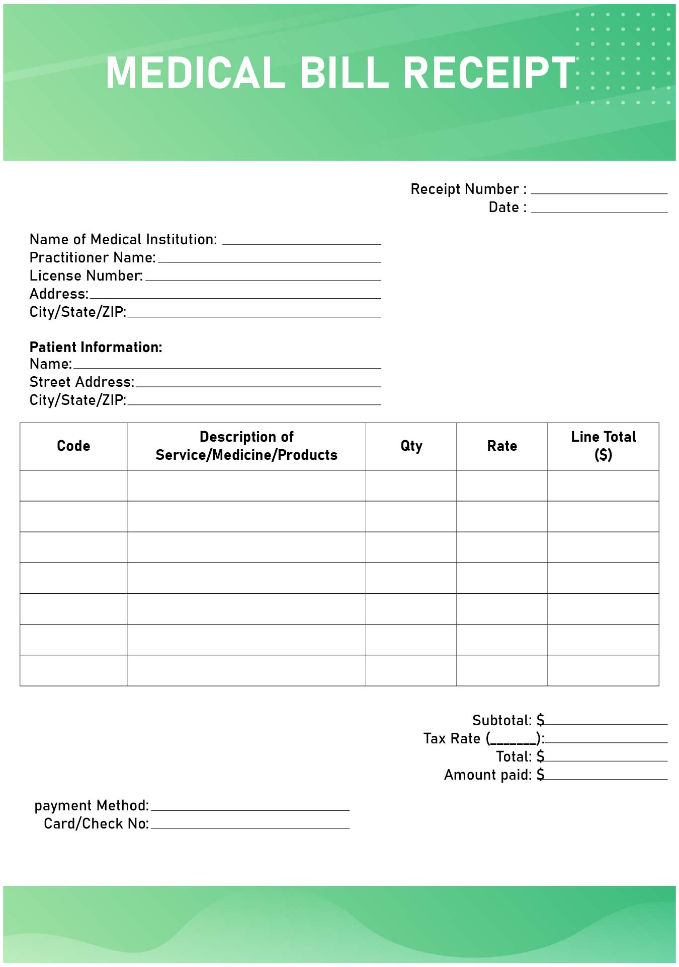 Free Printable Medical Invoice Template