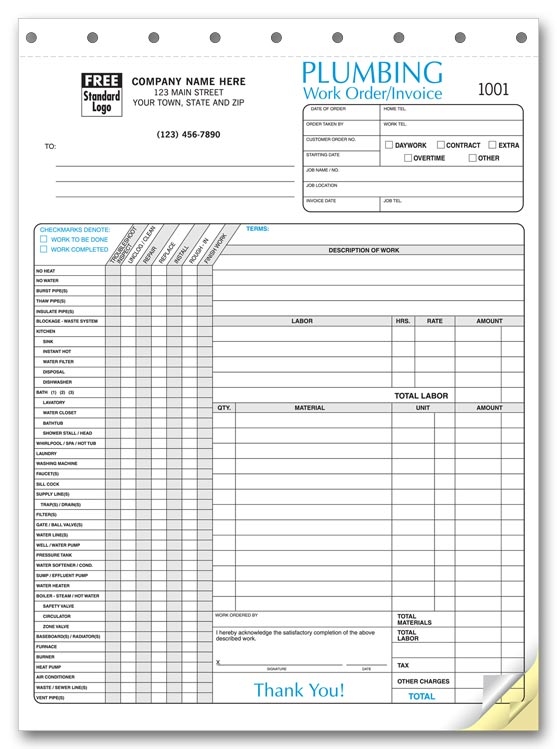 Free Printable Plumbing Invoice