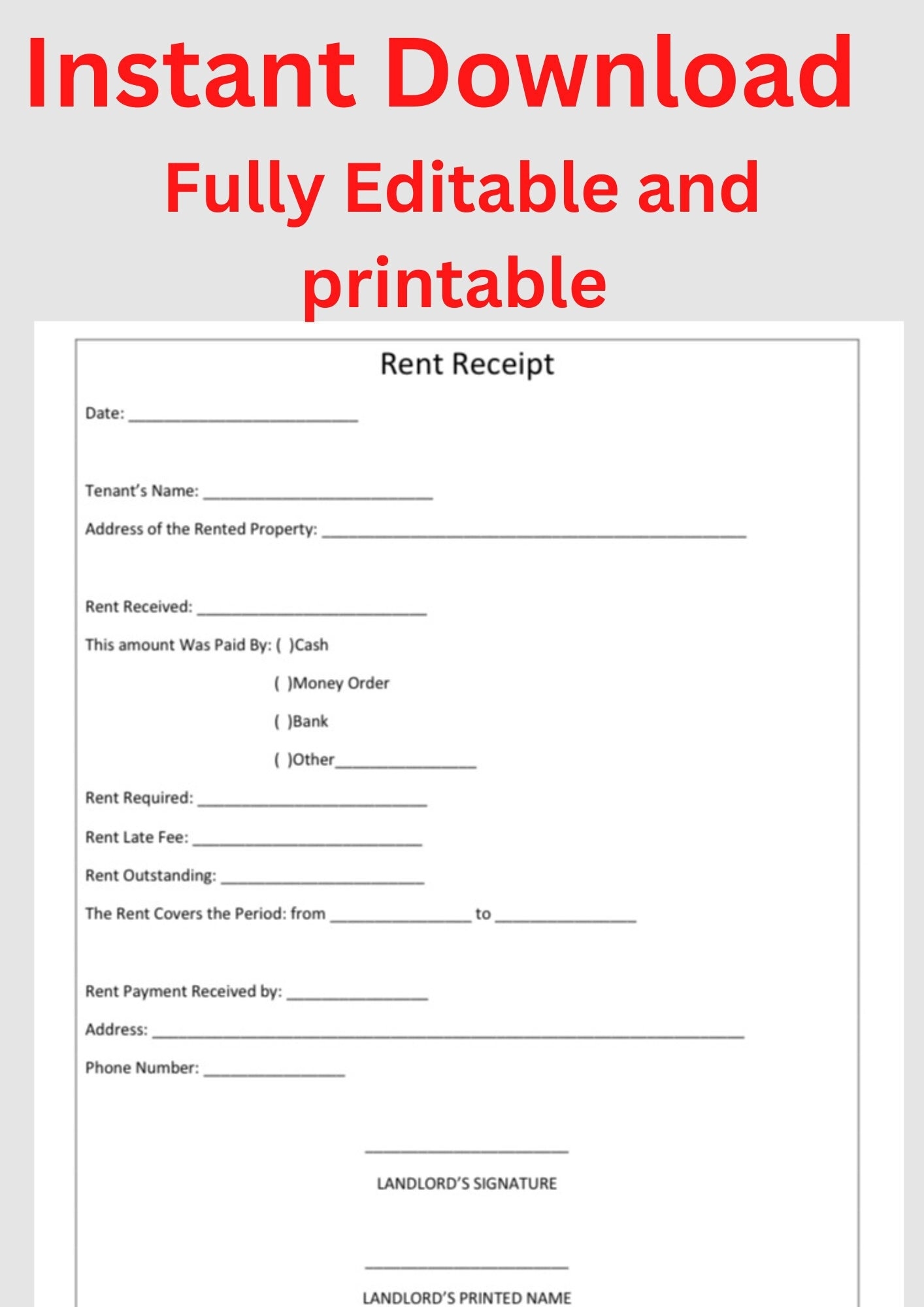Free Printable Rent Receipt Template Word Excel 51 OFF