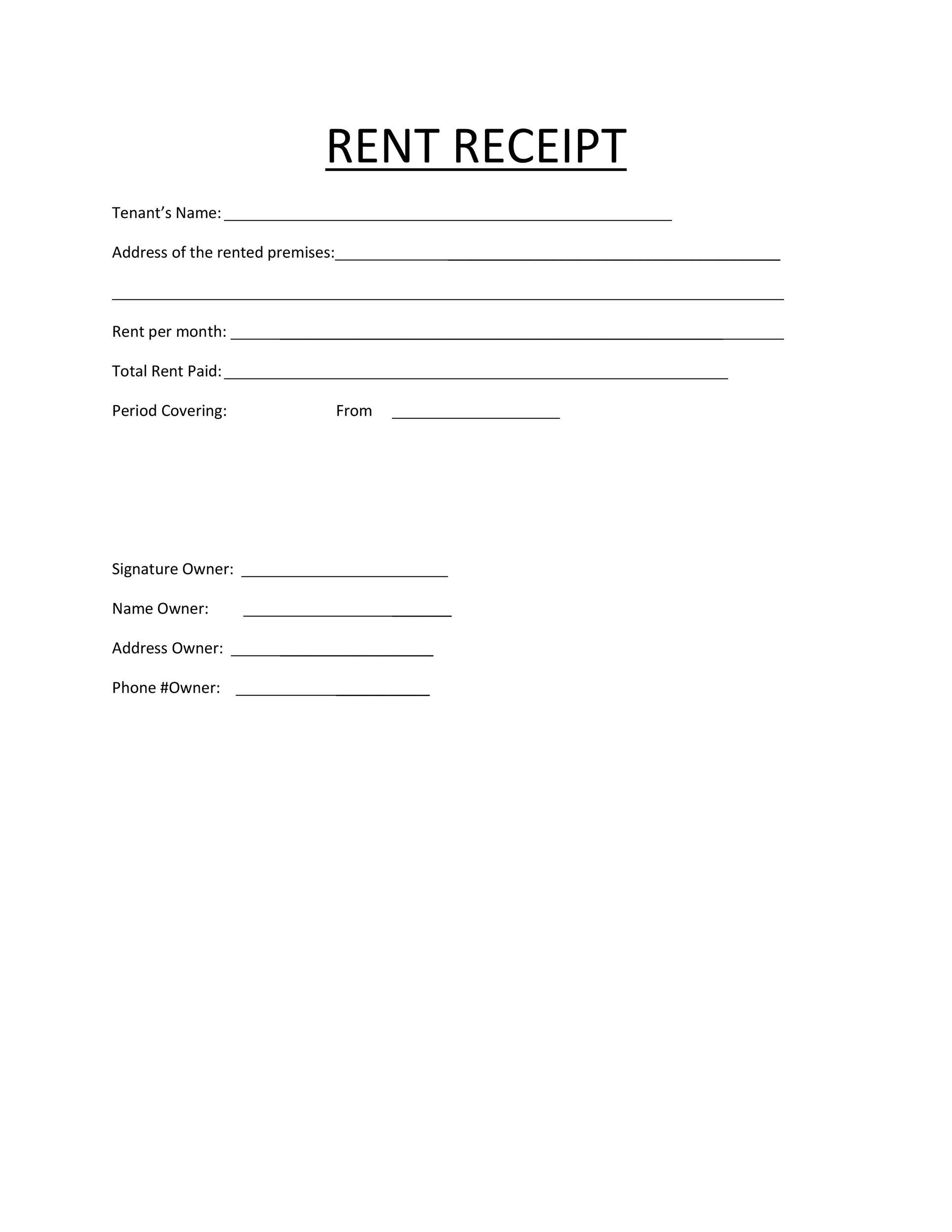 Free Printable Rent Receipts Template Printable Templates