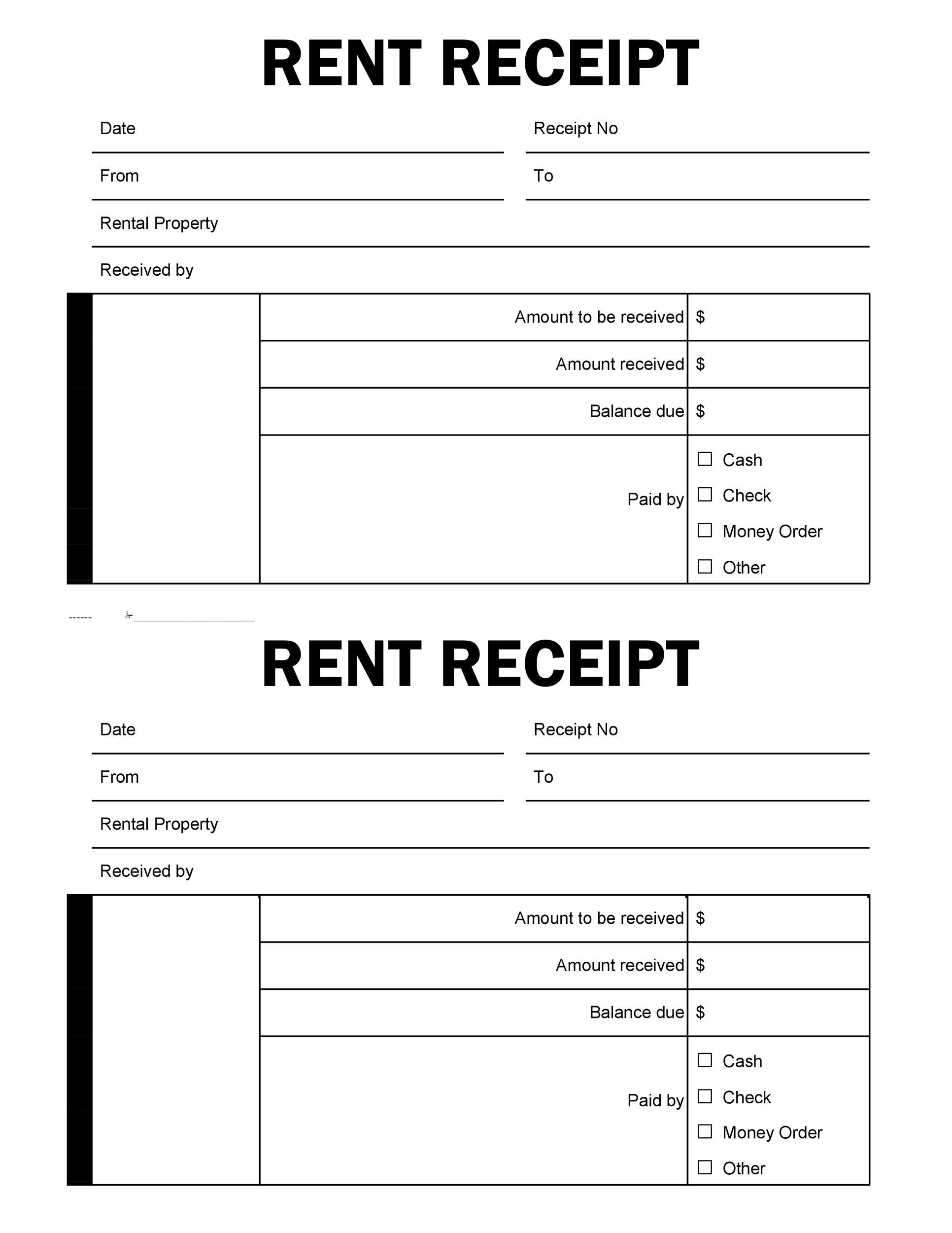Free Printable Rent Receipts Template Printable Templates