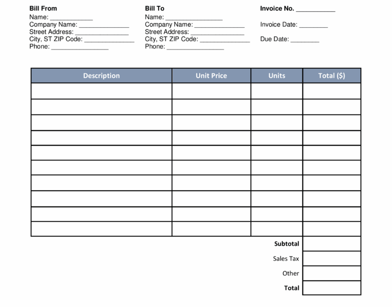 Free Printable Roofing Invoices