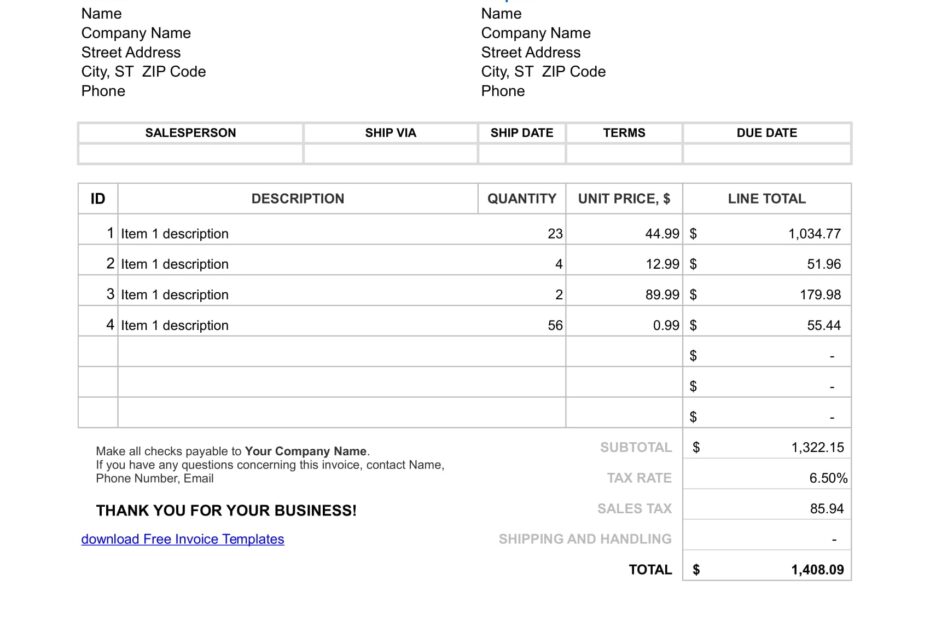 Free Printable Sales Invoice Download Free Printable Sales Invoice Png