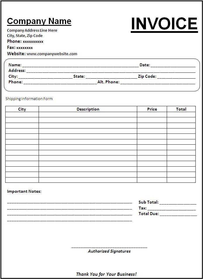Free Printable Sample Invoice Form Printable Form 2023