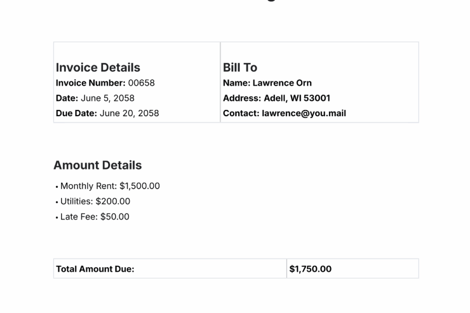 Free Rent Invoice Templates Editable And Printable