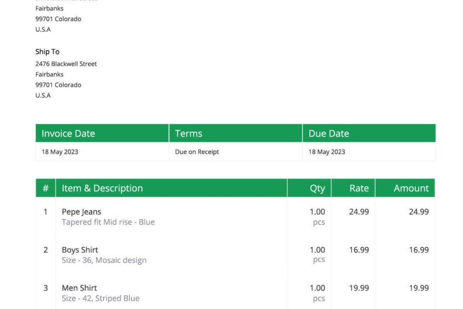 Free Sales Invoice Template Printable Sales Invoice Zoho Invoice