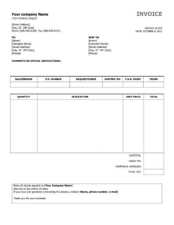 Free South Africa Invoice Templates For Contractors And Companies 