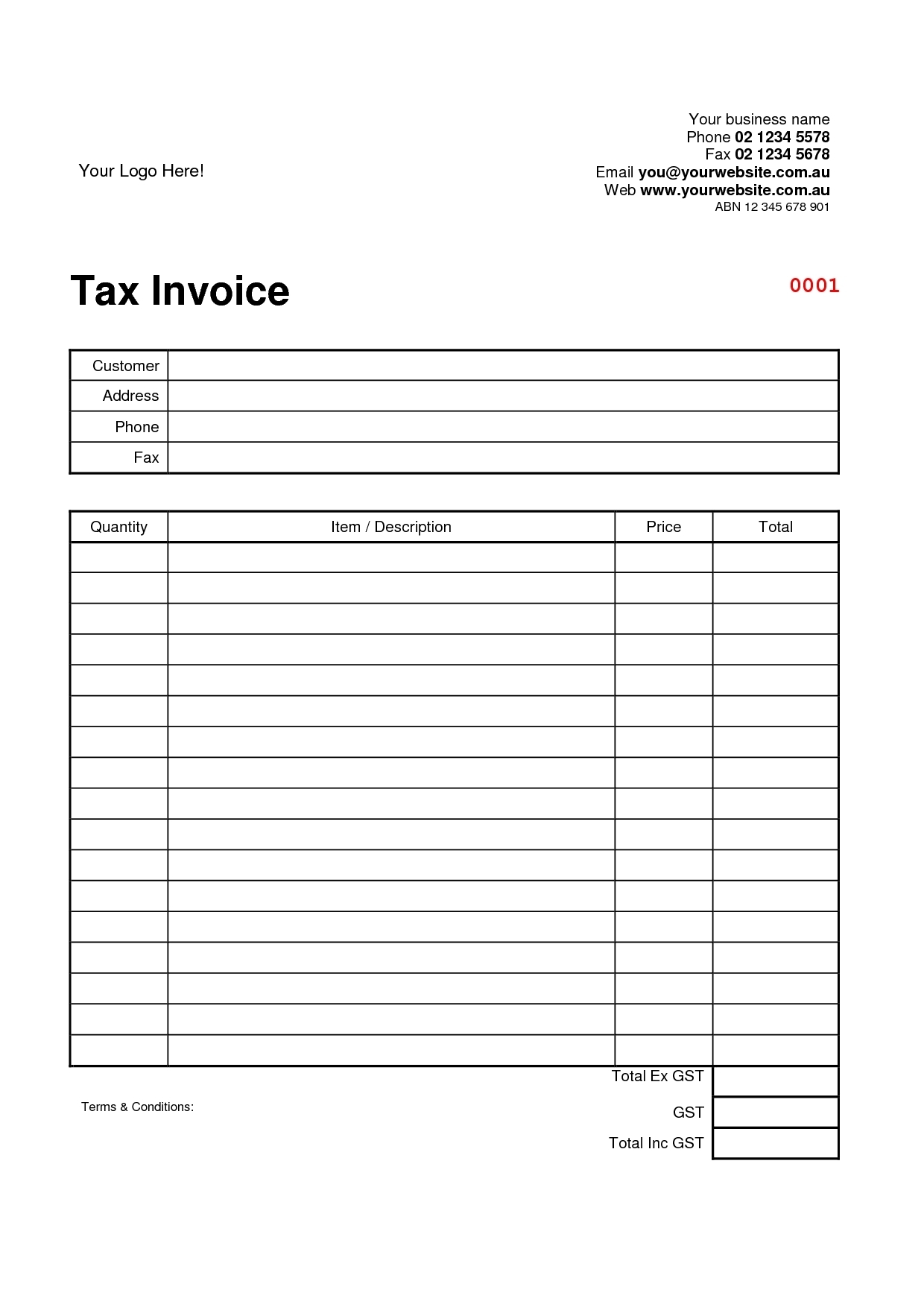 Free Tax Invoice Template Australia Download Invoice Template Ideas