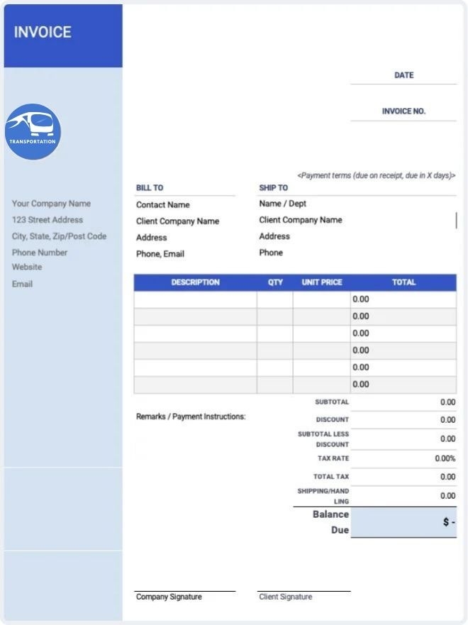 Free Transportation Invoice Templates
