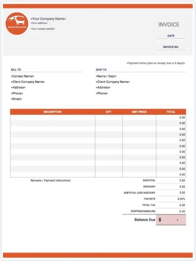 Free Transportation Invoice Templates