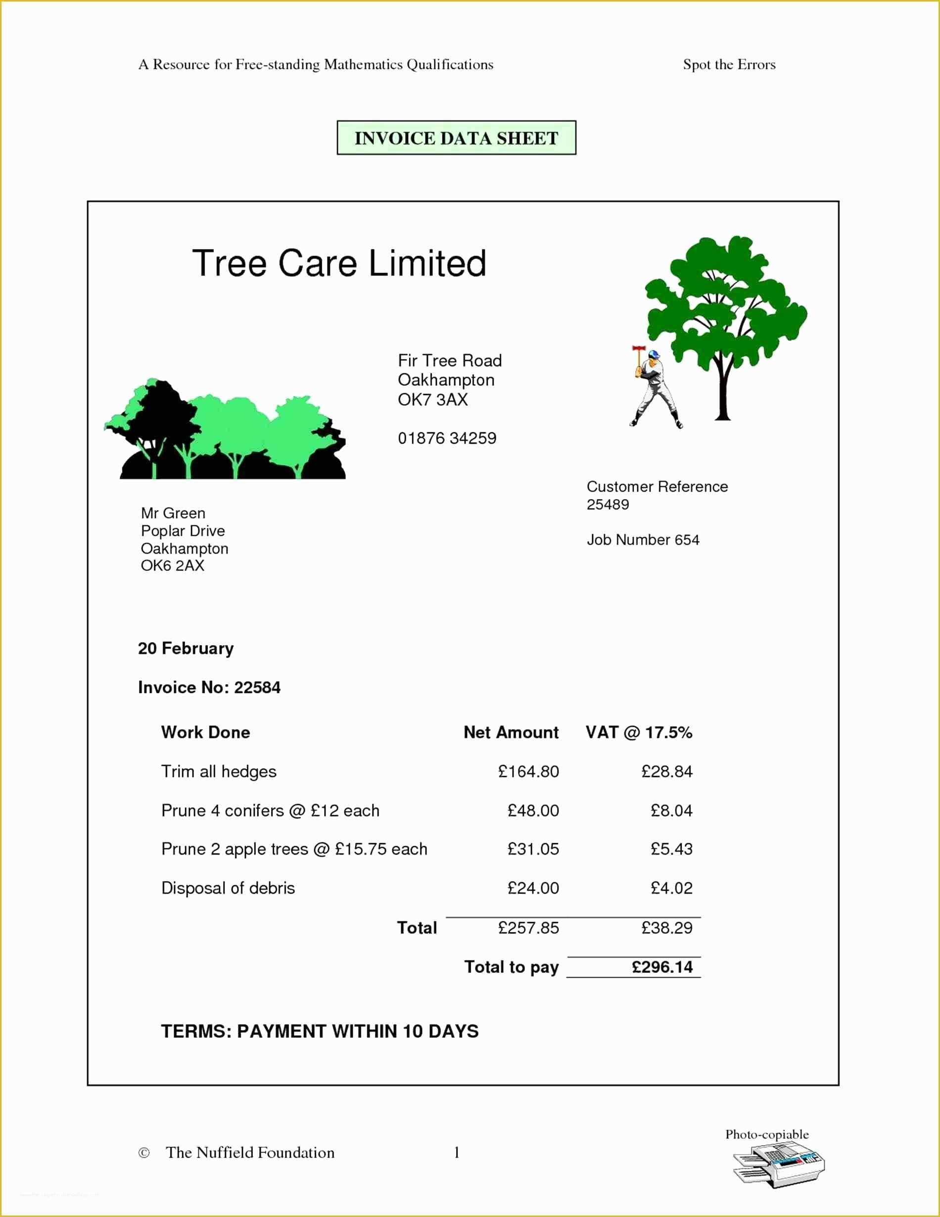 Free Tree Service Invoice Template Of Perfect Image Free Sales Receipt 