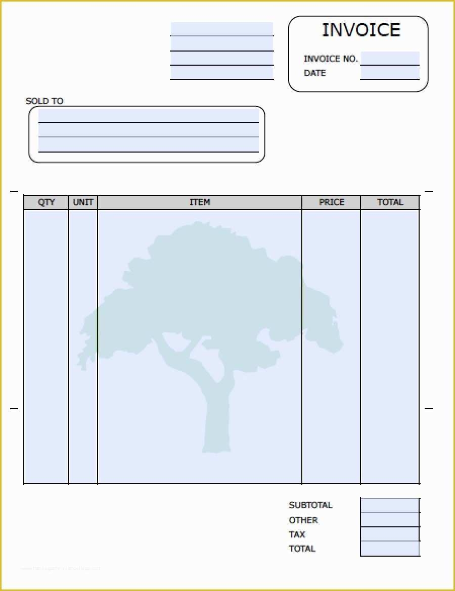 Free Tree Service Invoice Template Of Tree Service Invoice Template 