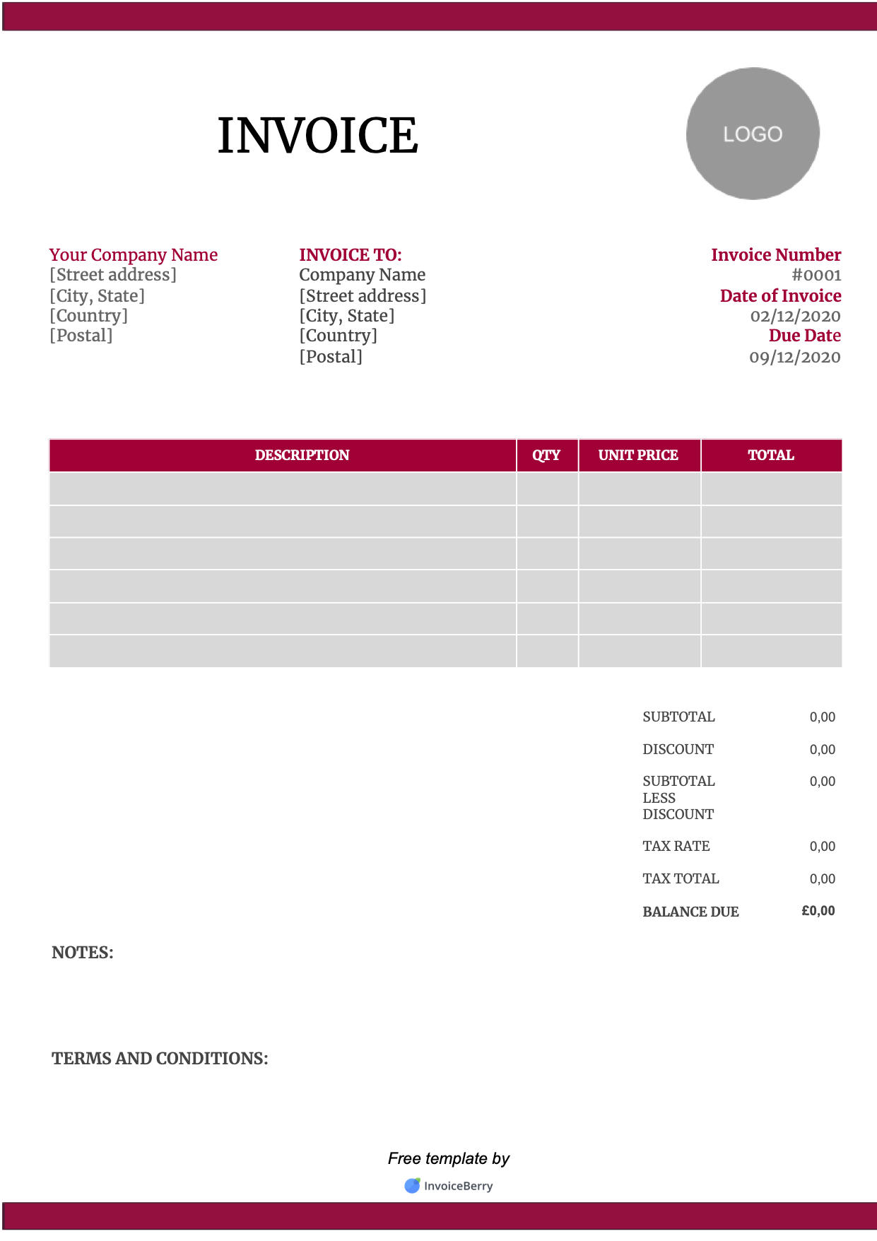 Free UK Invoice Template Sample 2 Download InvoiceBerry