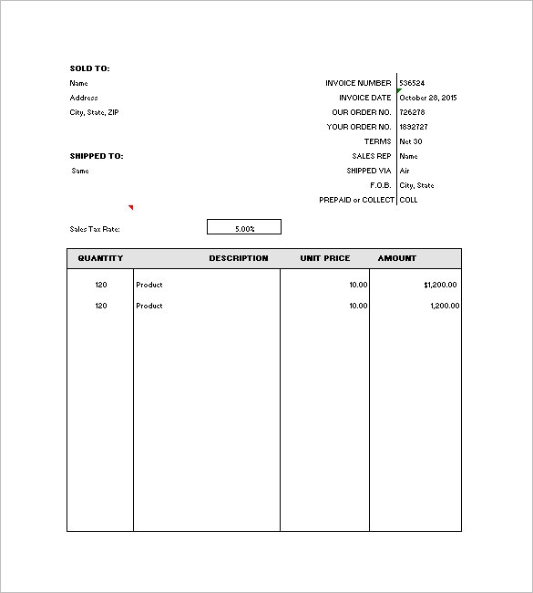 Generic Invoices Printable Ataglance Printable Calendar