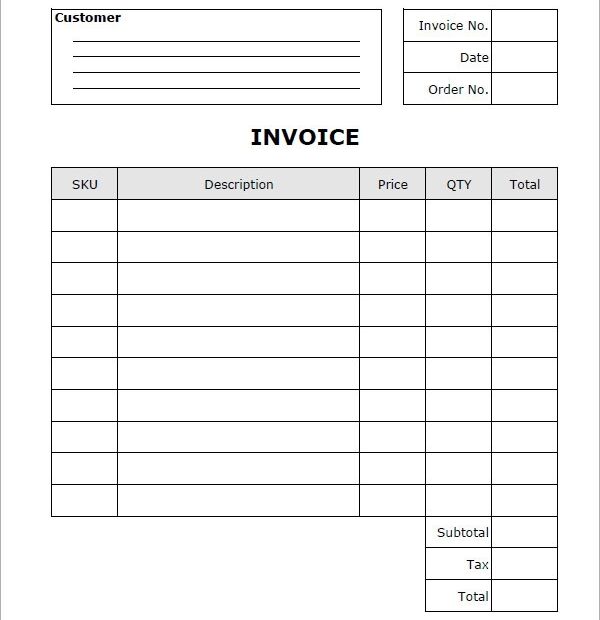 Generic Invoices Printable Template Business PSD Excel Word PDF