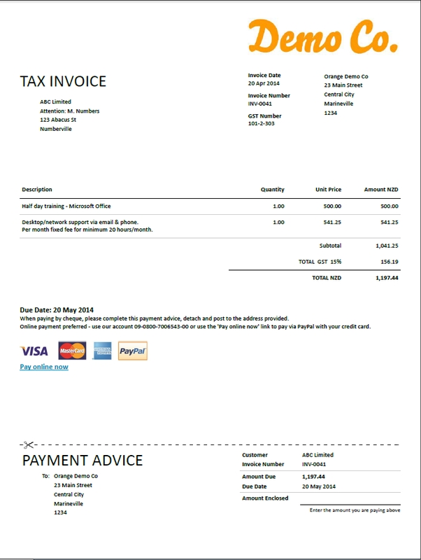 Gst Invoice Template Nz Printable Receipt Template