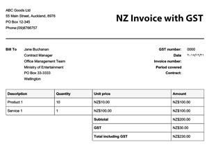 Gst Invoice Template Nz Printable Receipt Template