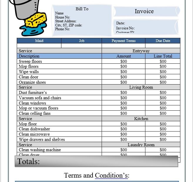 House Cleaning Invoice Templates