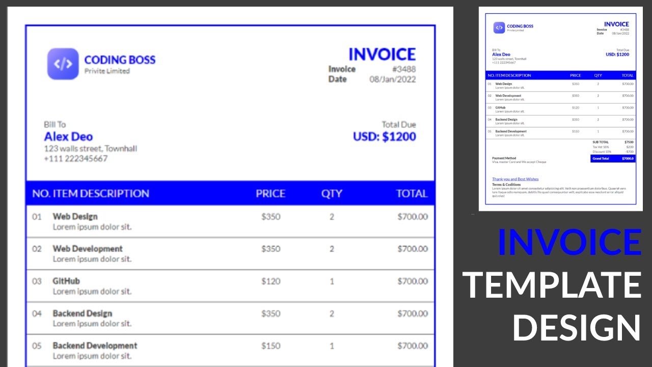 How To Create The Invoice Template Design In HTML And CSS Invoice 