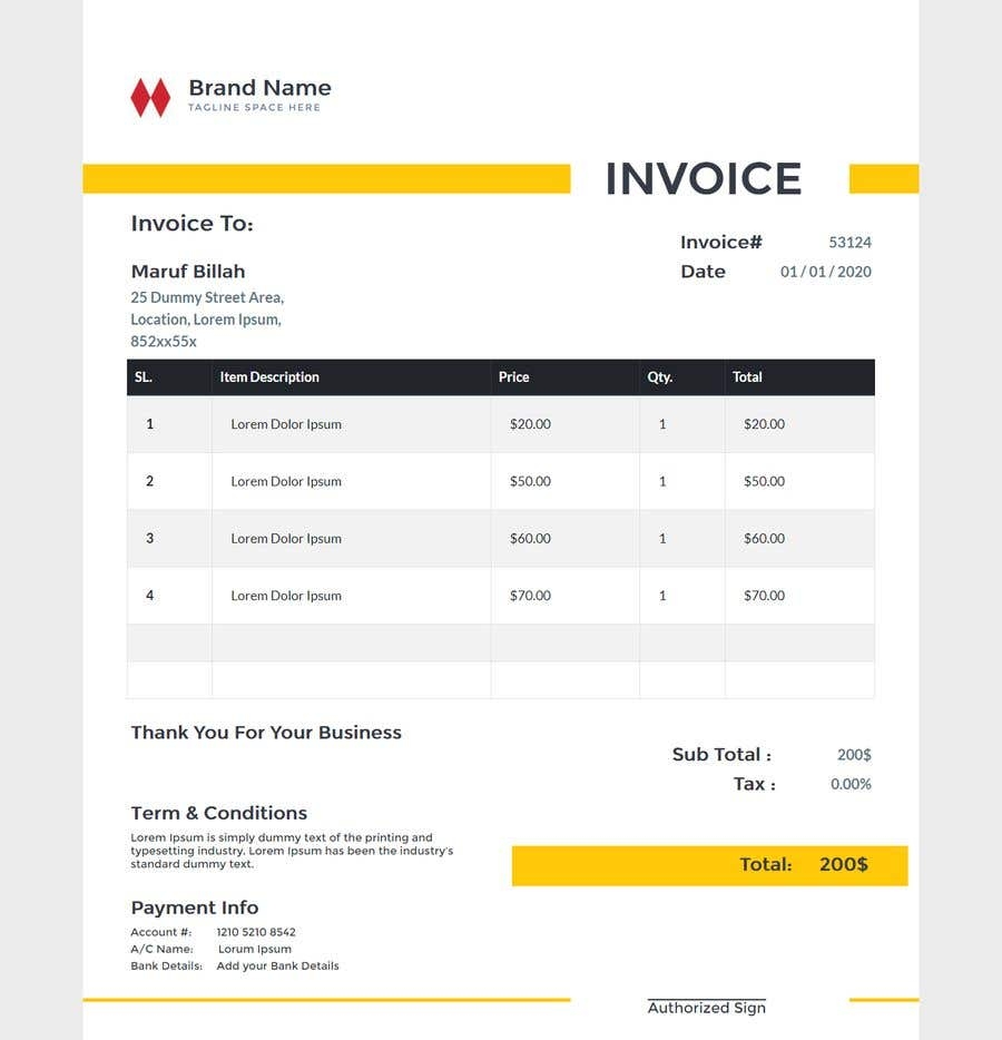 Html Css Invoice Template Free Free Templates Printable