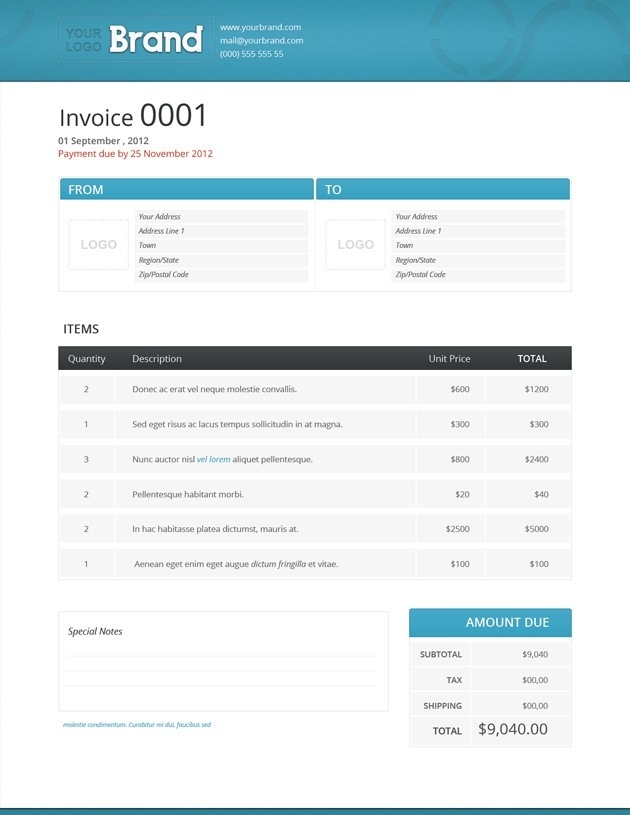 Html Css Invoice Template Free Free Templates Printable