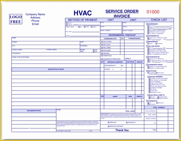 Hvac Service Invoice Template Free Of Free Download Sample Printable