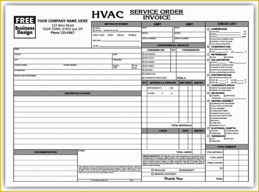 Hvac Service Invoice Template Free Of Hvac Invoice Template Expense 