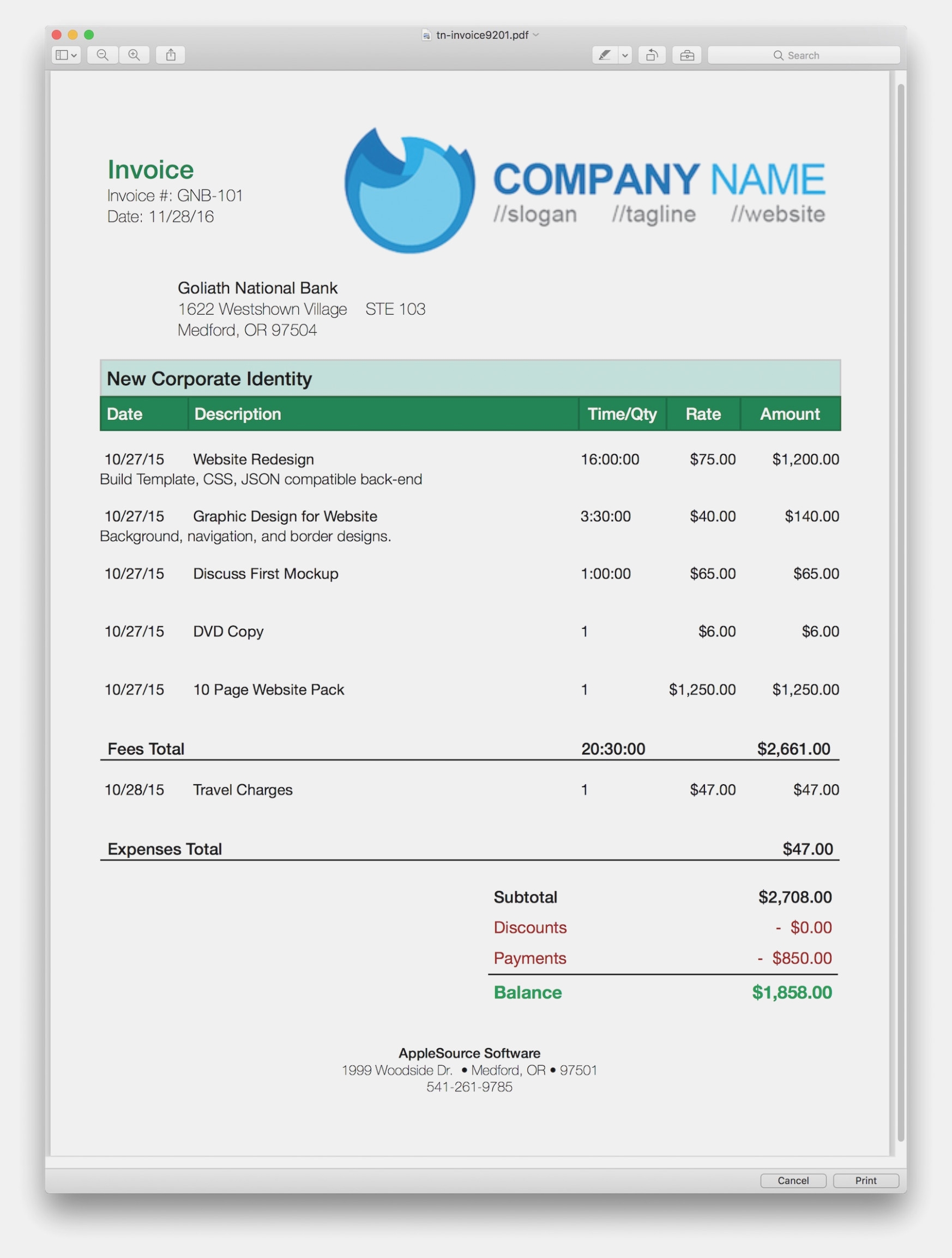 Intuit Product Invoice Template Quickbooks Templates Forms Service To 