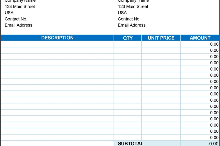 Invoice Blank Form Free Printable Printable Forms Free Online